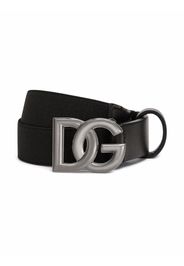 Dolce & Gabbana Kids logo-buckle leather belt - Schwarz