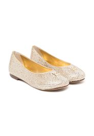 Dolce & Gabbana Kids TEEN crystal embellished ballerina pumps - Gold