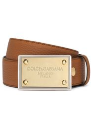 Dolce & Gabbana Gürtel mit Logo-Schild - Braun