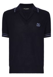 Dolce & Gabbana Gestricktes Poloshirt mit Logo - Blau