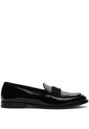 Dolce & Gabbana logo-plaque leather slippers - Schwarz