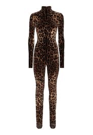 Dolce & Gabbana x Kim Jumpsuit mit Leoparden-Jacquardmuster - Braun