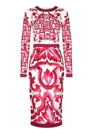 Dolce & Gabbana Midikleid mit Majolica-Print - Rot