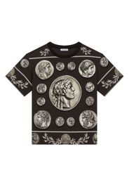 Dolce & Gabbana Kids T-Shirt mit Münzen-Print - Braun