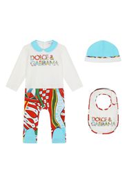 Dolce & Gabbana Kids Dreiteiliges Strampler-Set mit Carretto-Print - Weiß