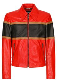 Dolce & Gabbana Gestreifte Hemdjacke aus Leder - Rot