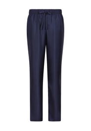 Dolce & Gabbana DG Essentials logo-embroidered silk trousers - Blau