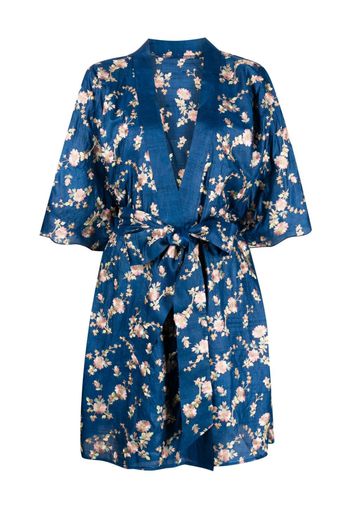 Dolci Follie floral-print silk robe - Blau