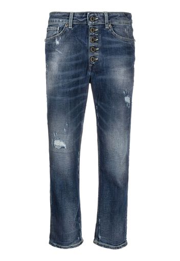 DONDUP distressed straight-leg cropped jeans - Blau