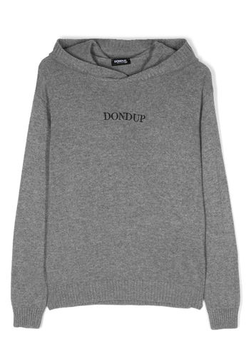 DONDUP KIDS logo-print knit hoodie - Grau