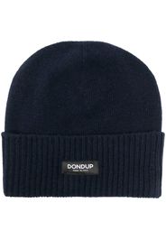 DONDUP logo-patch ribbed beanie - Blau