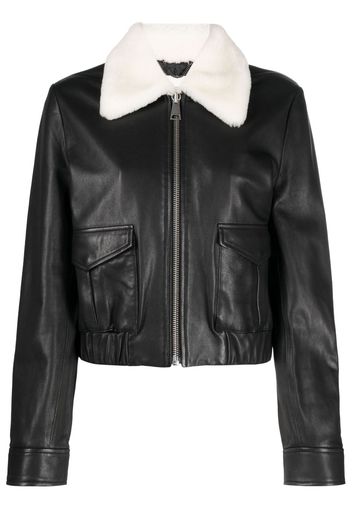 Dorothee Schumacher Lederjacke mit Shearling-Kragen - Schwarz