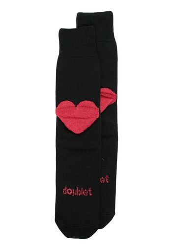 Doublet heart-motif ankle socks - Schwarz