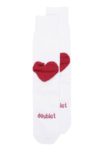 Doublet metallic thread heart socks - Weiß