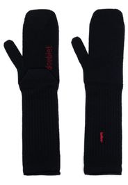 Doublet logo-embroidered ribbed-knit gloves - Blau