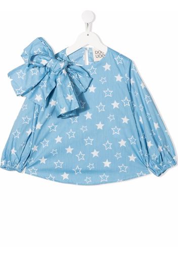 Douuod Kids bow-detail star-print blouse - Blau