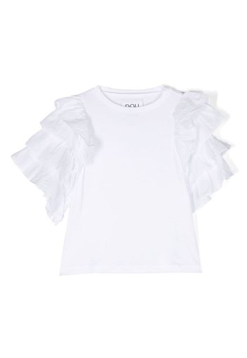 Douuod Kids ruffled-detail cotton T-shirt - Weiß