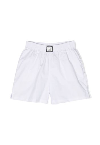 Douuod Kids logo-patch cotton shorts - Weiß