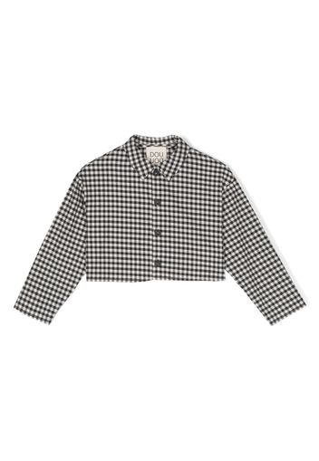 Douuod Kids Lucky gingham cropped jacket - Schwarz