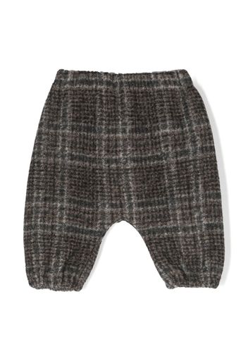 Douuod Kids check-pattern elasticated-waistband trousers - Braun