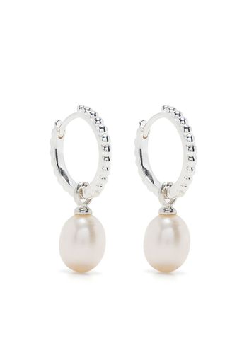 DOWER AND HALL Timeless Oval Pearl Charm hoops - Silber