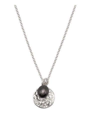 DOWER AND HALL hammered disc pearl pendant necklace - Silber