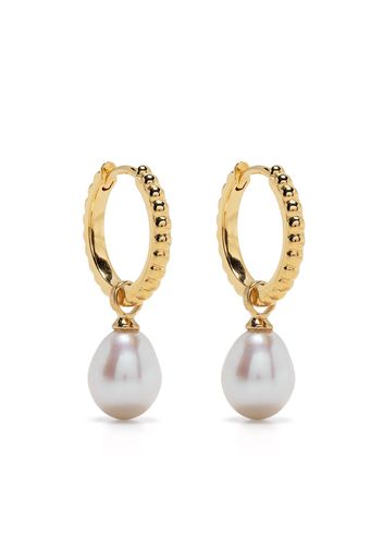 DOWER AND HALL Timeless Oval Pearl hoops - Gold