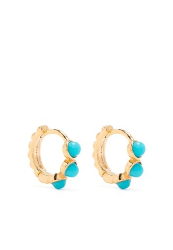 DOWER AND HALL turquoise-embellished huggie hoops - Gold