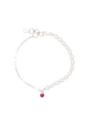 DOWER AND HALL luna pearl garnet-drop bracelet - Silber