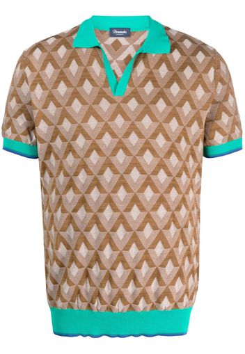 Drumohr geometric-patter cotton polo shirt - Braun