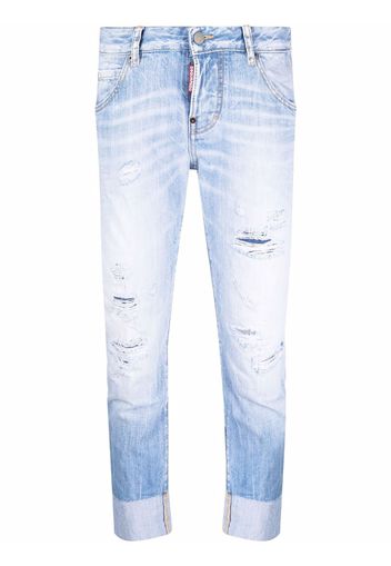 Dsquared2 Cropped-Jeans im Distressed-Look - Blau