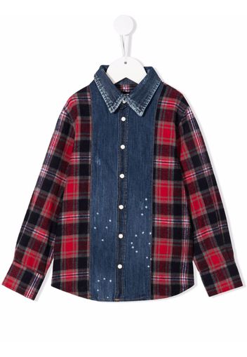 Dsquared2 Kids checked-panel denim shirt - Rot