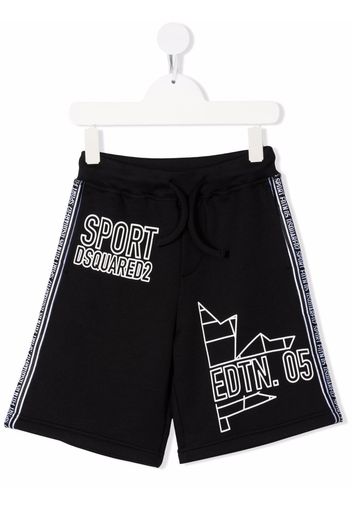 Dsquared2 Kids slogan-print drawstring track shorts - Schwarz