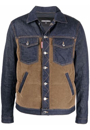 Dsquared2 Cordjacke mit Jeanseinsätzen - Blau