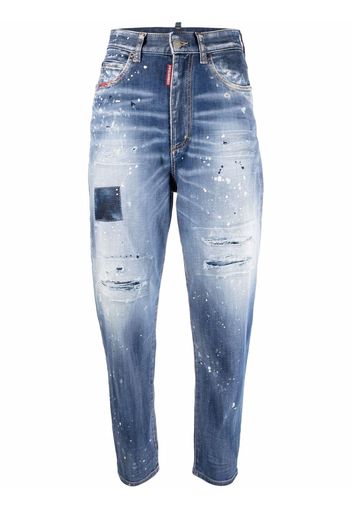 Dsquared2 Boyfriend-Jeans im Distressed-Look - Blau