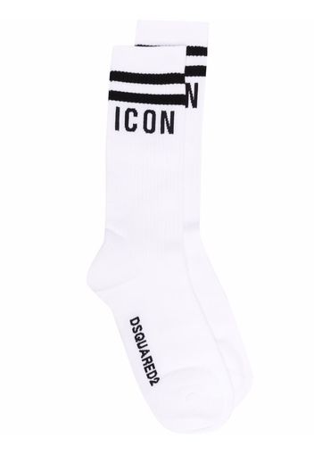 Dsquared2 intarsia-knit logo socks - Weiß