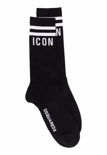 Dsquared2 intarsia-knit logo socks - Schwarz