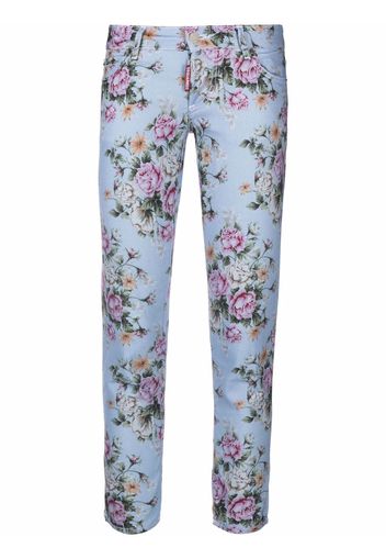 Dsquared2 Skinny-Hose mit blumigem Print - Blau