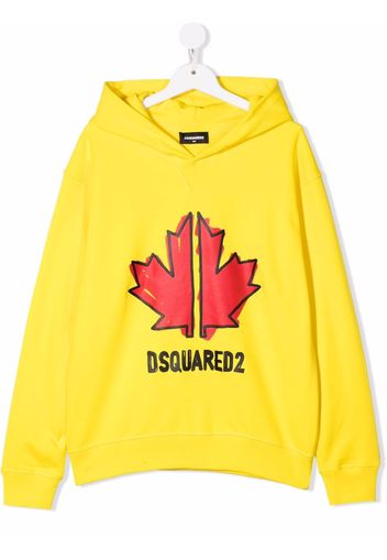 Dsquared2 Kids leaf print logo hoodie - Gelb