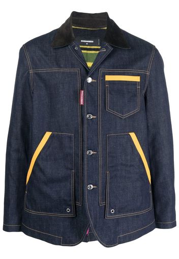 Dsquared2 Jeansjacke mit Cordkragen - Blau