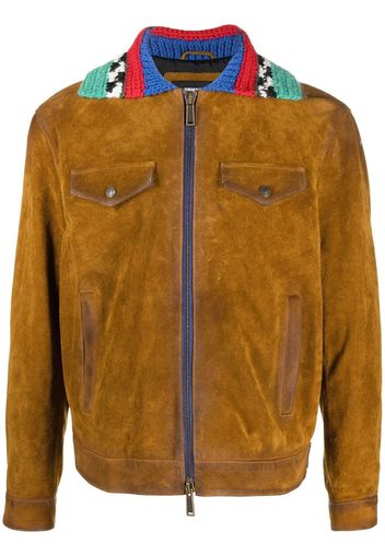 Dsquared2 knitted-collar suede jacket - Braun