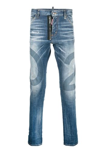 Dsquared2 logo-wash distressed skinny jeans - Blau