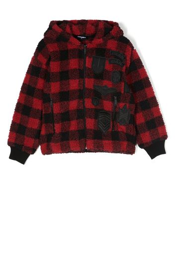 Dsquared2 Kids checked faux-shearling jacket - Rot