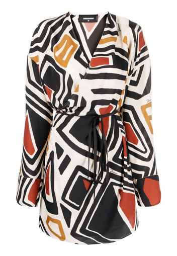 Dsquared2 geometric-print wrap dress - Weiß