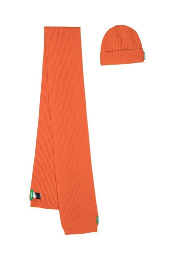 Dsquared2 ribbed-knit wool scarf set - Orange