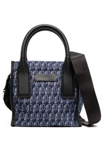 Dsquared2 Schultertasche mit Monogramm-Print - Blau