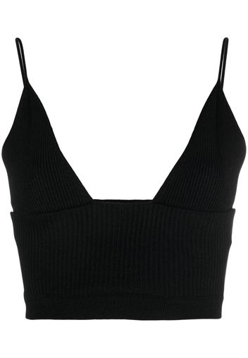 Dsquared2 ribbed-knit plunge crop top - Schwarz