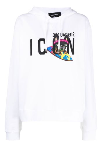 Dsquared2 logo-print drawstring hoodie - Weiß