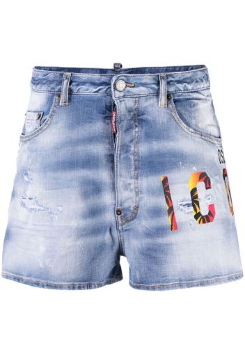 Dsquared2 Icon-print low-rise denim shorts - Blau