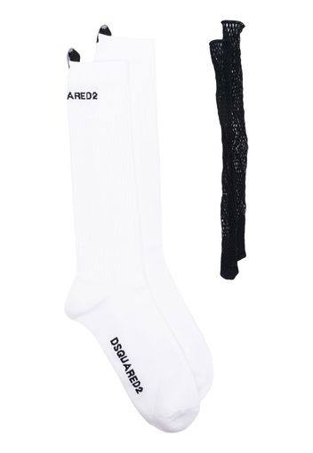 Dsquared2 logo-print ribbed socks - Weiß